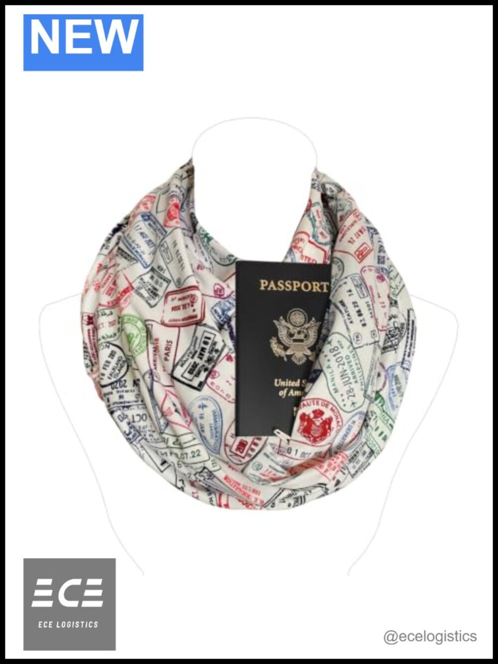 Hidden Pocket Infinity Scarf Travel Passport Holder Anti Theft